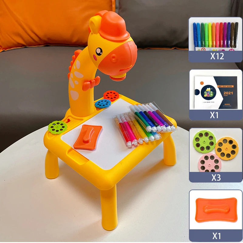 Children led projector drawing table toy painting set table educational board learning tools painting toys