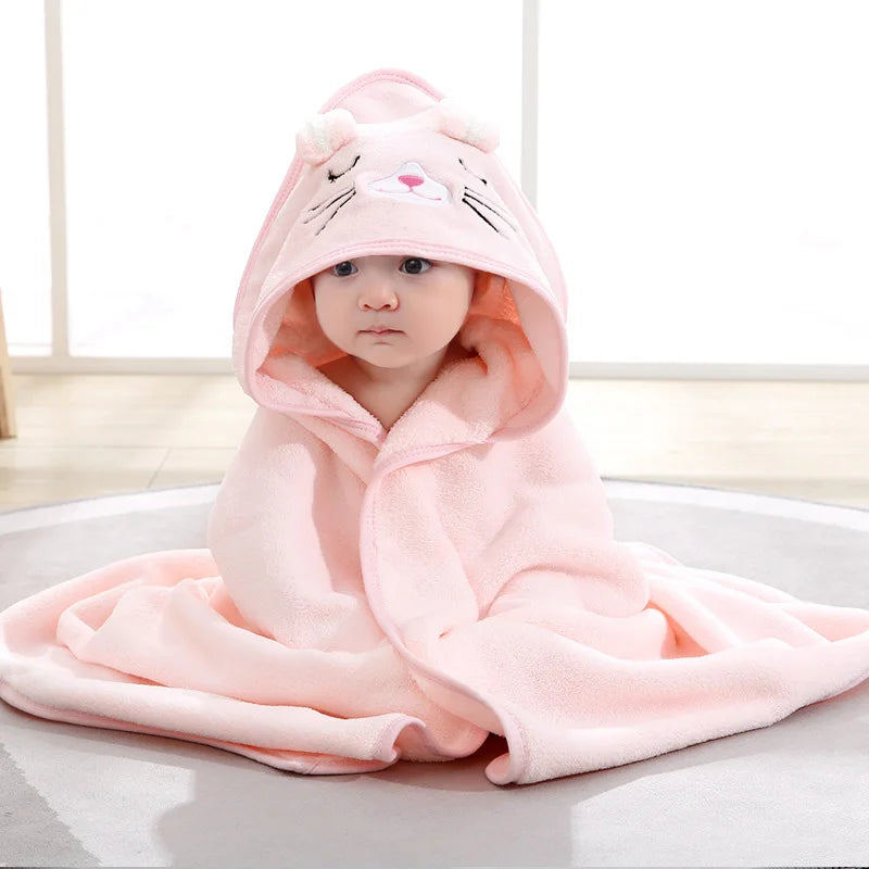 Cartoon Animal Baby Bath Towels, Soft Newborn Hooded Towel, Blanket Toddler Bathrobe Warm Sleeping Swaddle Wrap