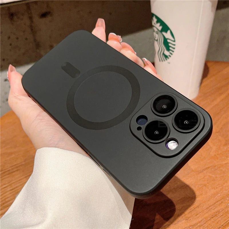 Luxury For Magsafe Wireless Charging Case For iPhone 15 11 13 12 14 Pro Max Plus Magnetic Phone Cases Lens Protector Matte Cover