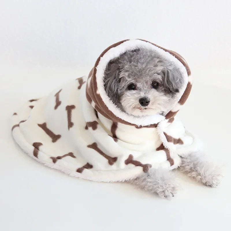 Soft Cotton Dog Cloak – Winter Pajama Hoodie for Small & Medium Dogs
