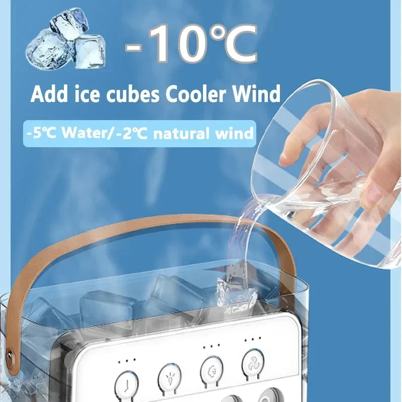 3 In 1 Fan Air Conditioner with Air Cooler LED Night Light Portable Humidifier Air Adjustment Fan