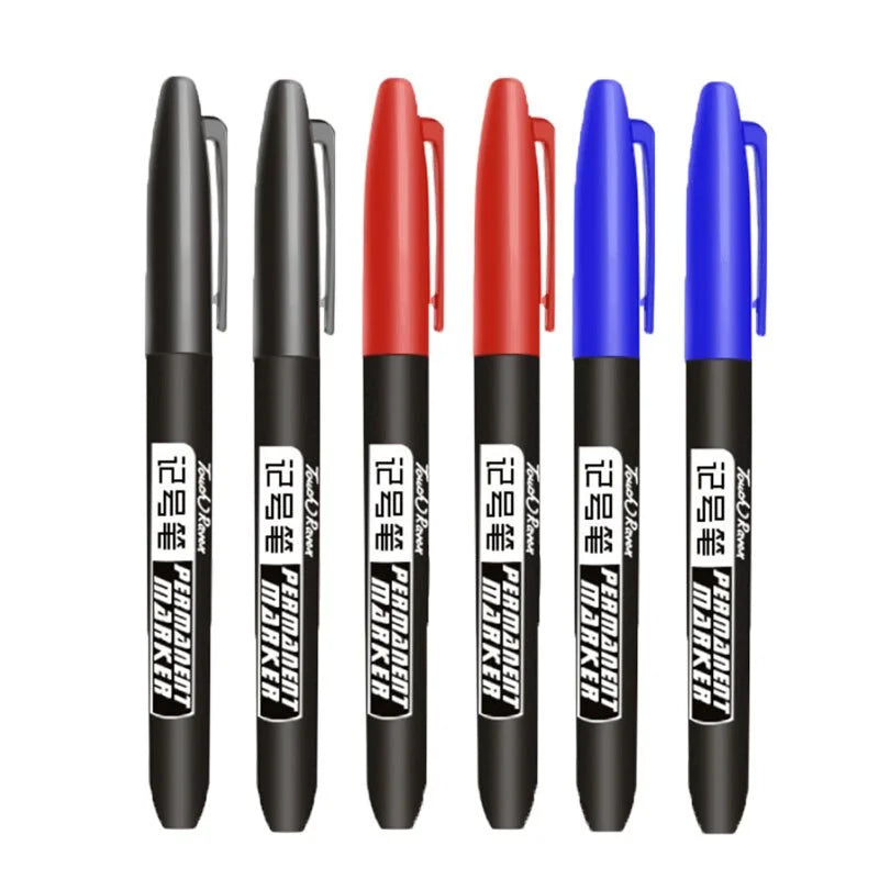 6-Pack Waterproof Permanent Marker Pens – Fine Tip 1.5mm