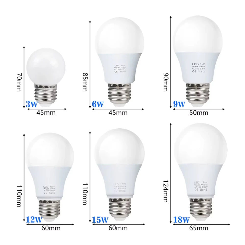 4pcs E27 LED Bulb Lamps AC 220V SMD2835 3W 6W 9W 12W 15W 18W Lampada Led Light Bulbs Living Room Home Indoor LED