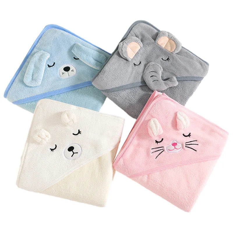 Cartoon Animal Baby Bath Towels, Soft Newborn Hooded Towel, Blanket Toddler Bathrobe Warm Sleeping Swaddle Wrap