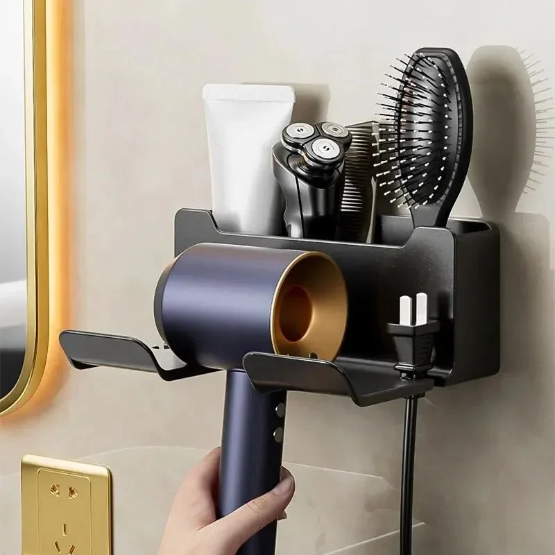 Hair Dryer Holder Wall Dryer Cradle, Straightener Stand ,Hairdryer Organizer Box, Bathroom Organizer