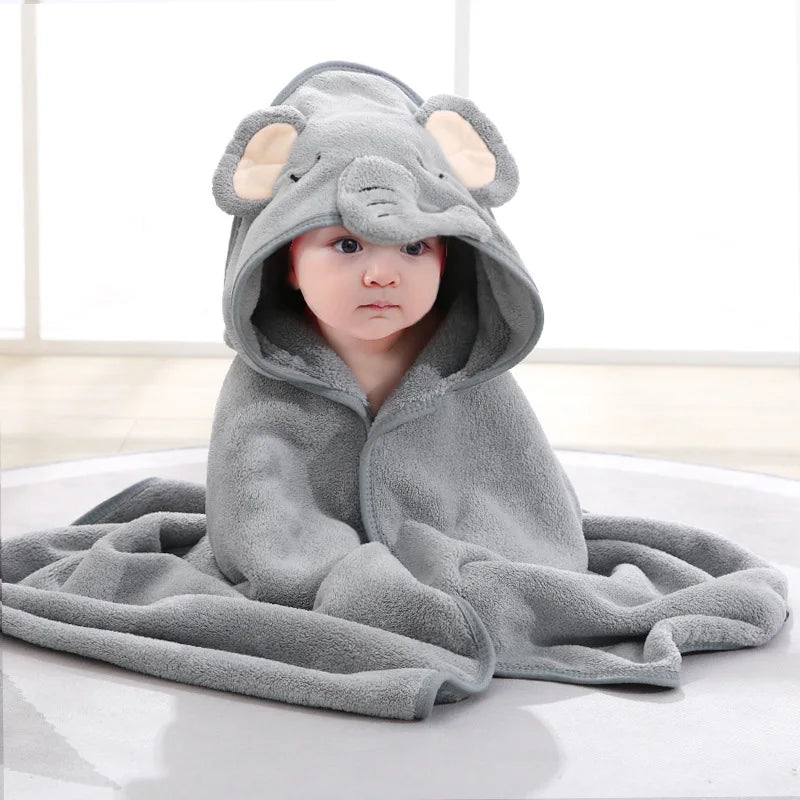 Cartoon Animal Baby Bath Towels, Soft Newborn Hooded Towel, Blanket Toddler Bathrobe Warm Sleeping Swaddle Wrap