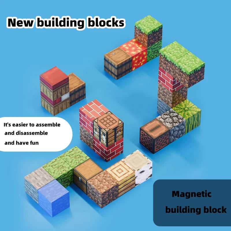 Magnetic Building Blocks, Educational Sensory Toys for Mine World Kids, DIY Magnet Cube Gift
