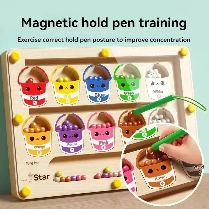 Children's Magnetic Maze Walking Ball Baby Concentration Training, Writing, Logic Thinking 3 year Old Early Education Puzzle