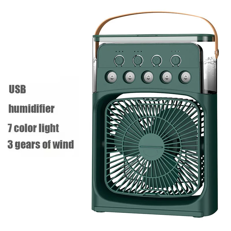 3 In 1 Fan Air Conditioner with Air Cooler LED Night Light Portable Humidifier Air Adjustment Fan