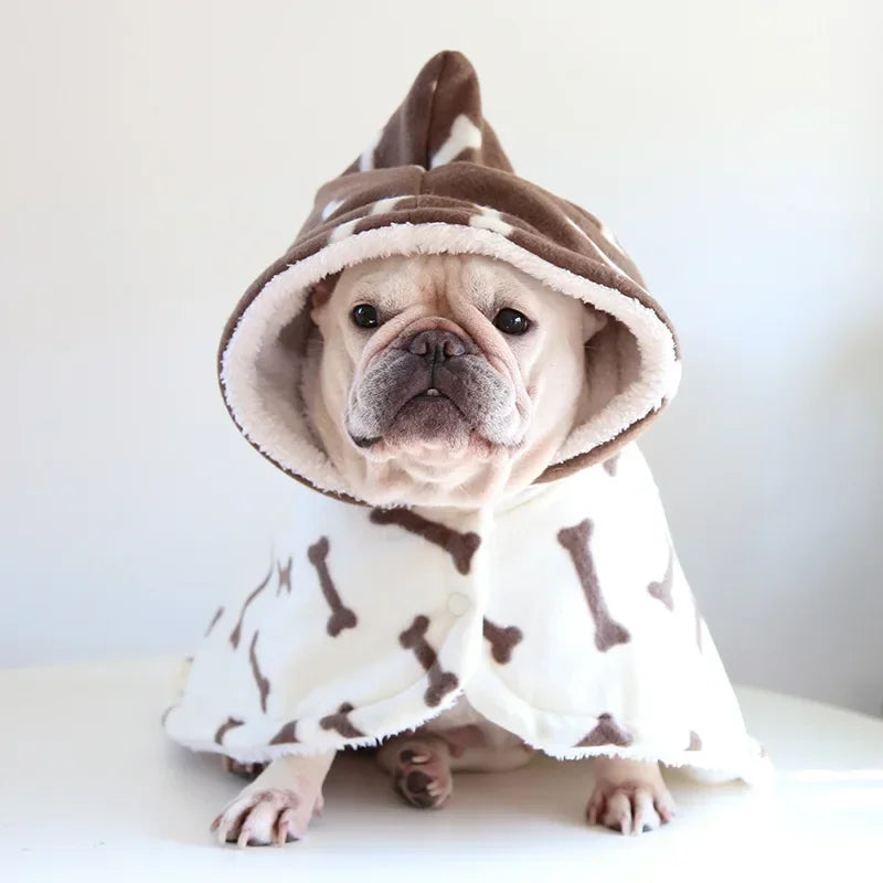 Soft Cotton Dog Cloak – Winter Pajama Hoodie for Small & Medium Dogs