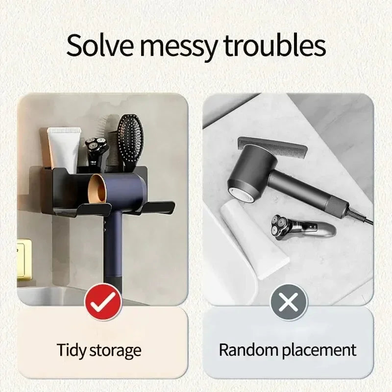 Hair Dryer Holder Wall Dryer Cradle, Straightener Stand ,Hairdryer Organizer Box, Bathroom Organizer