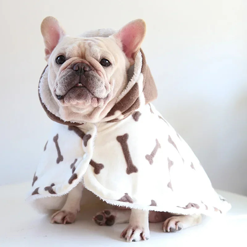 Soft Cotton Dog Cloak – Winter Pajama Hoodie for Small & Medium Dogs