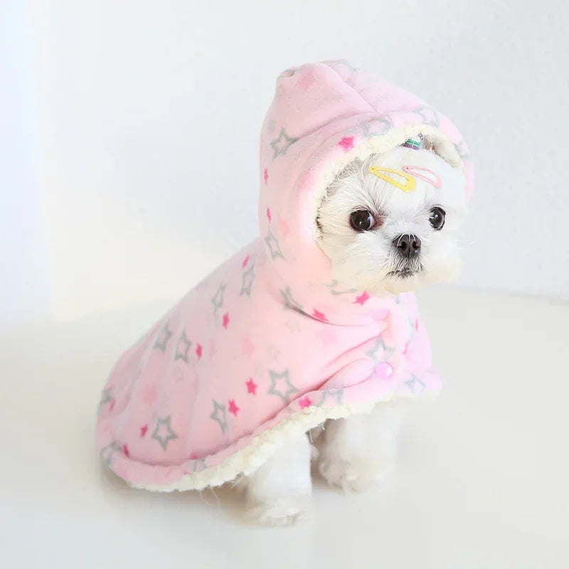 Soft Cotton Dog Cloak – Winter Pajama Hoodie for Small & Medium Dogs