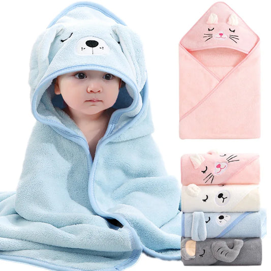 Cartoon Animal Baby Bath Towels, Soft Newborn Hooded Towel, Blanket Toddler Bathrobe Warm Sleeping Swaddle Wrap