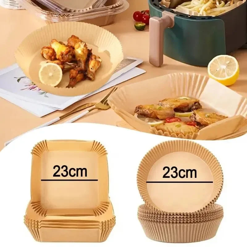 50pcs/set Disposable Air Fryer Paper Liner 20CM, Oil-proof, Water-proof, Air fryer Disposable Cooking Paper, Baking Paper