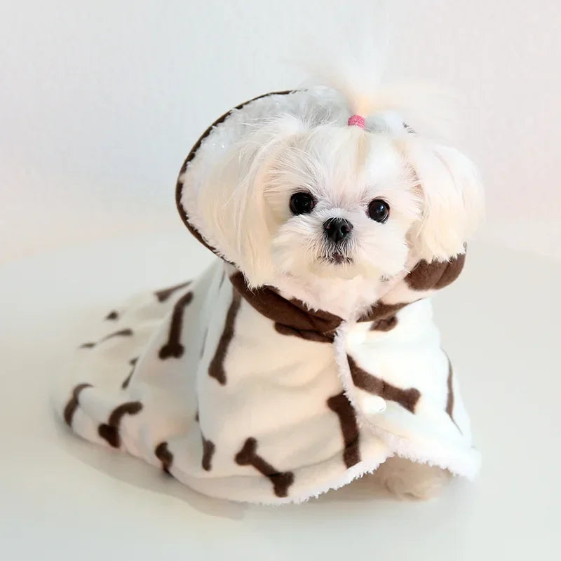 Soft Cotton Dog Cloak – Winter Pajama Hoodie for Small & Medium Dogs