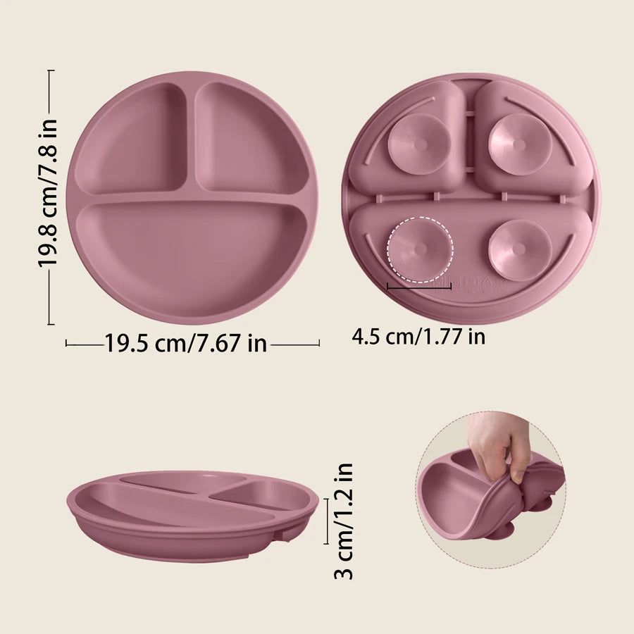 Baby Silicone Dining Plate BPA Free Children Dishes Suction Toddle Training Tableware Kids Feeding Bowls