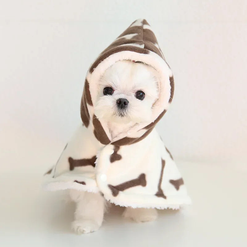Soft Cotton Dog Cloak – Winter Pajama Hoodie for Small & Medium Dogs