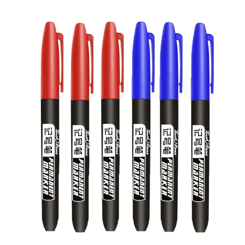 6-Pack Waterproof Permanent Marker Pens – Fine Tip 1.5mm