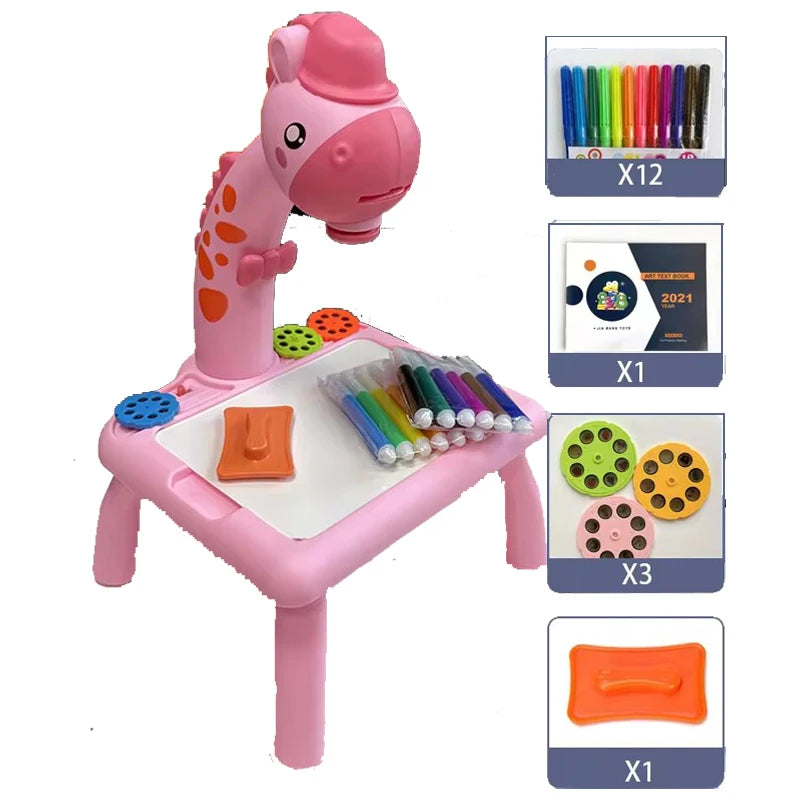 Children led projector drawing table toy painting set table educational board learning tools painting toys