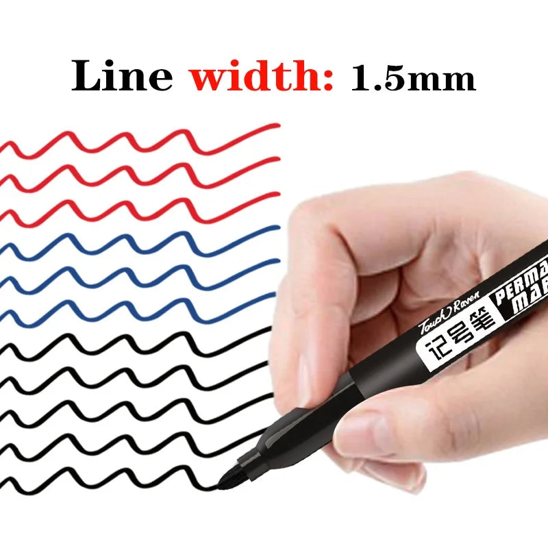 6-Pack Waterproof Permanent Marker Pens – Fine Tip 1.5mm