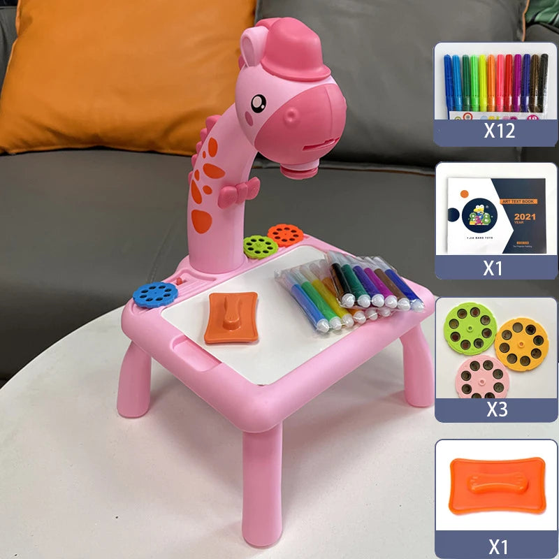 Children led projector drawing table toy painting set table educational board learning tools painting toys