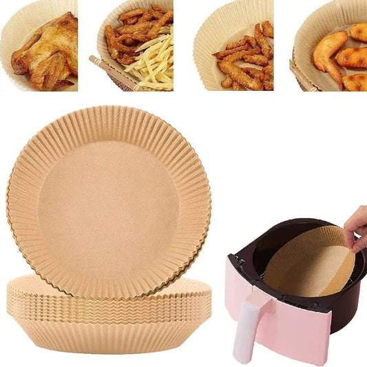 50pcs/set Disposable Air Fryer Paper Liner 20CM, Oil-proof, Water-proof, Air fryer Disposable Cooking Paper, Baking Paper