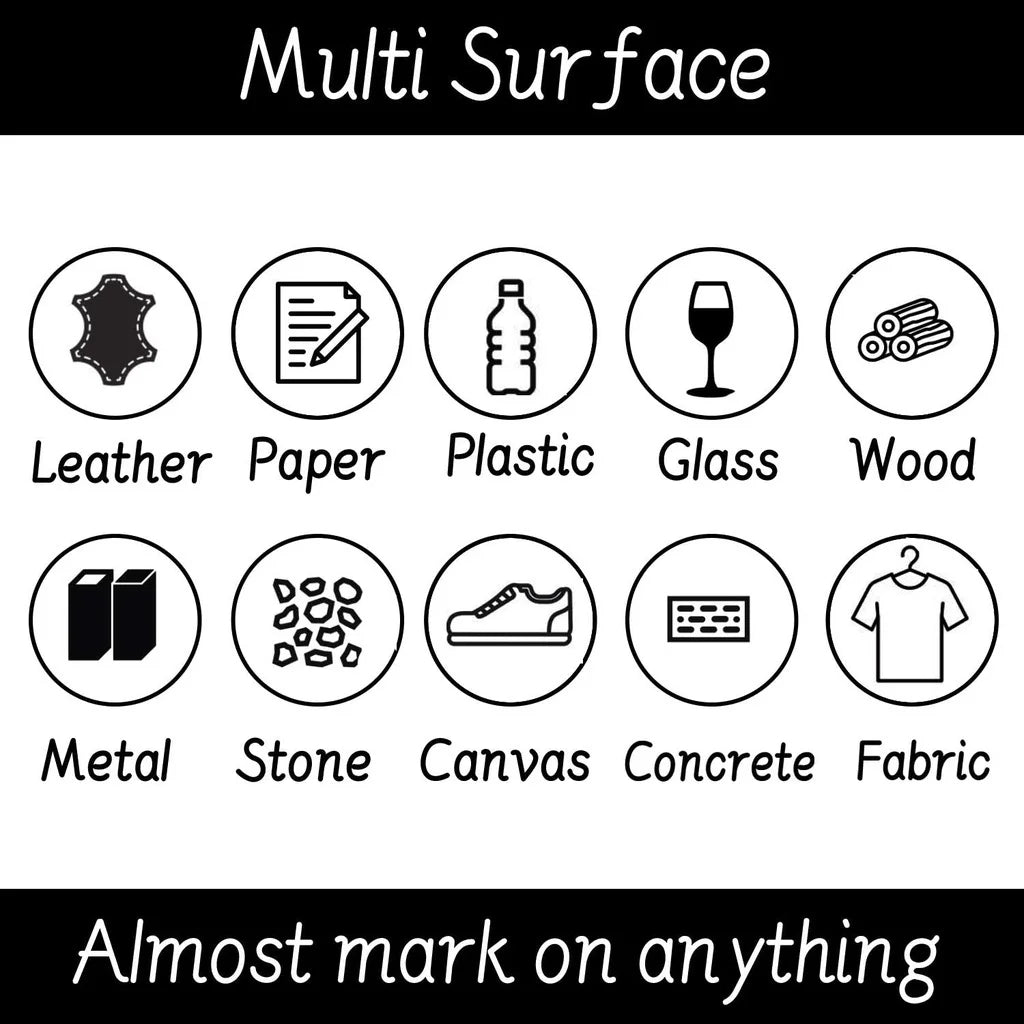 6-Pack Waterproof Permanent Marker Pens – Fine Tip 1.5mm