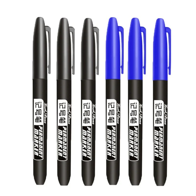 6-Pack Waterproof Permanent Marker Pens – Fine Tip 1.5mm