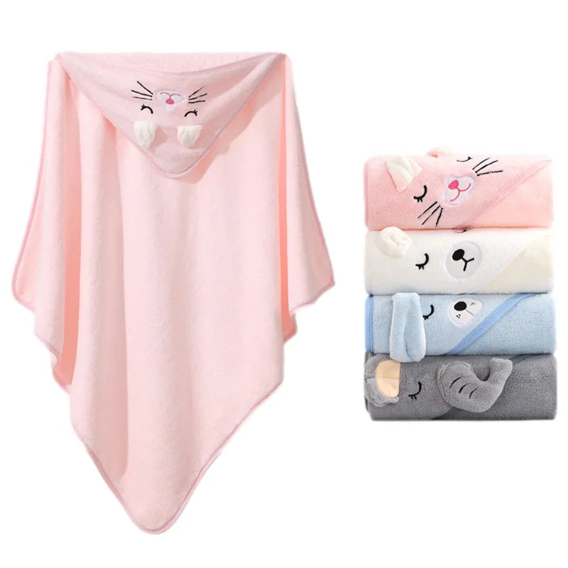 Cartoon Animal Baby Bath Towels, Soft Newborn Hooded Towel, Blanket Toddler Bathrobe Warm Sleeping Swaddle Wrap