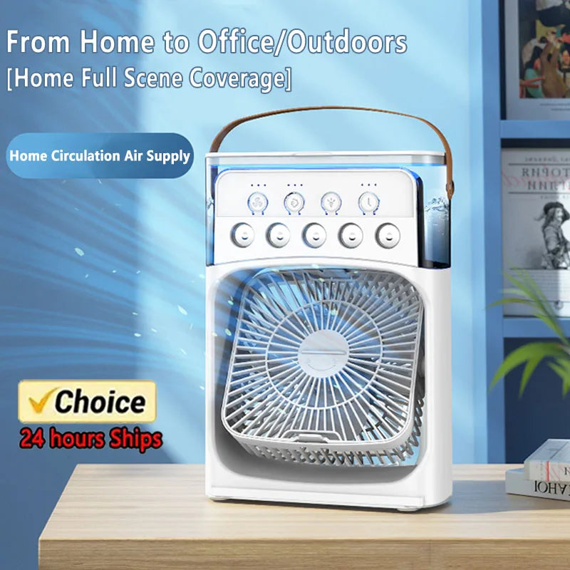 3 In 1 Fan Air Conditioner with Air Cooler LED Night Light Portable Humidifier Air Adjustment Fan